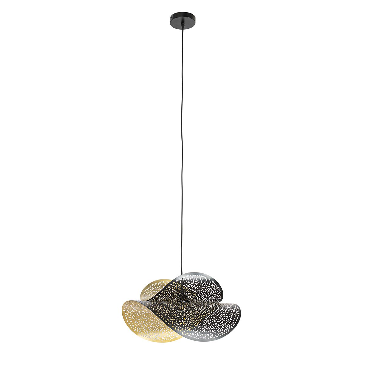Oosterse hanglamp zwart met goud 28 cm - Japke