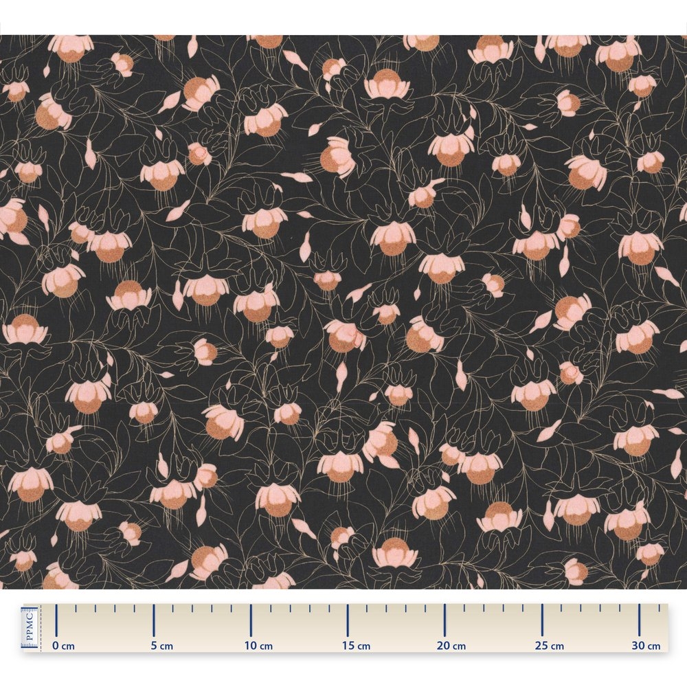 Coupon Tissu Enduit De 35Cm Ex2251 Clochettes Enchantées Noir