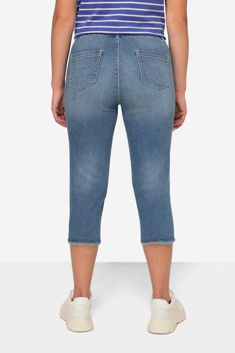 Caprijeans, Jeggings, Fransensaum, Elastikbund, mit recyceltem Polyester