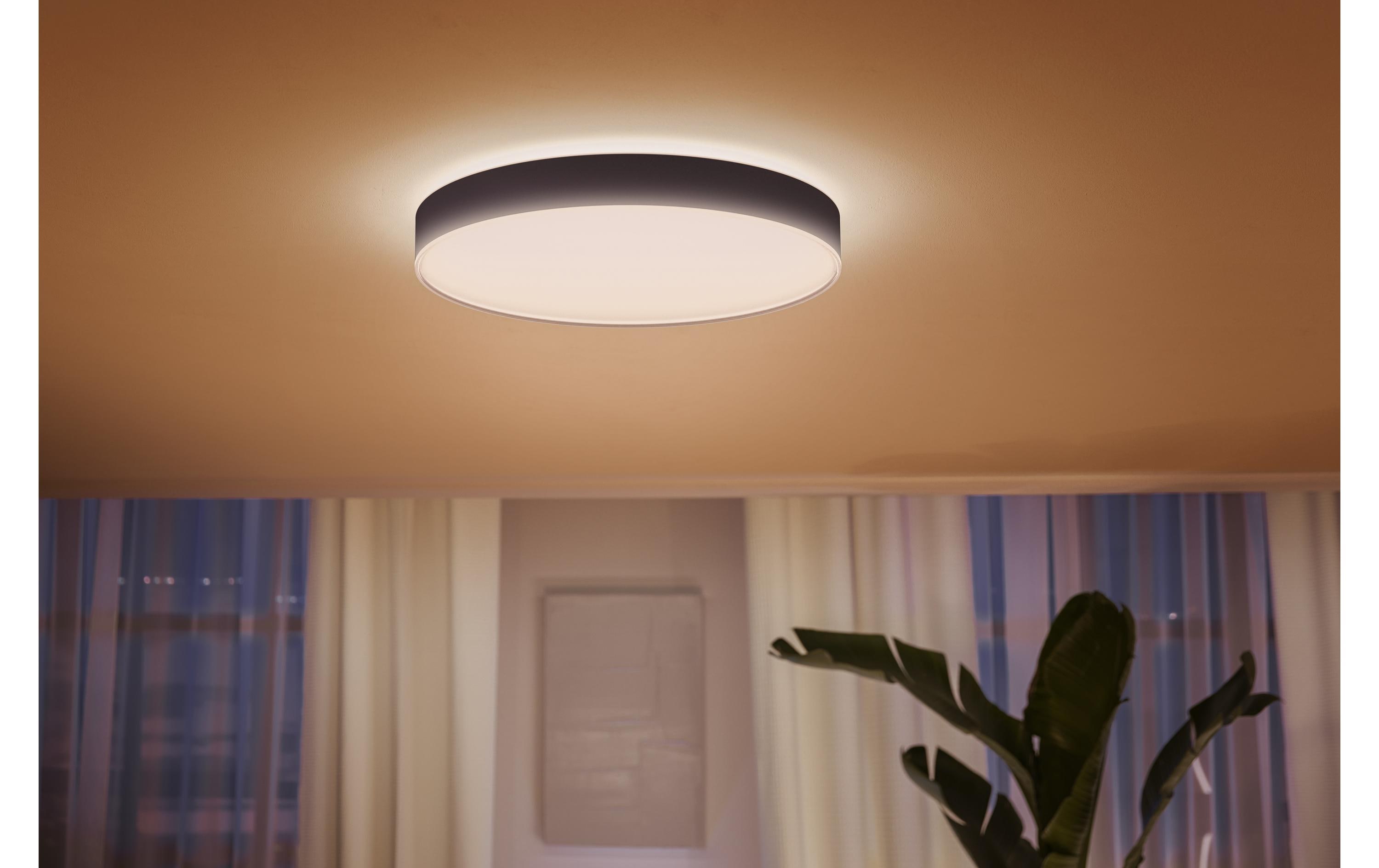 White Amb. Enrave Deckenleuchte XL schwarz 6500 lm + Dimmer<br>Deckenlampe steuerbar mit Philips Hue