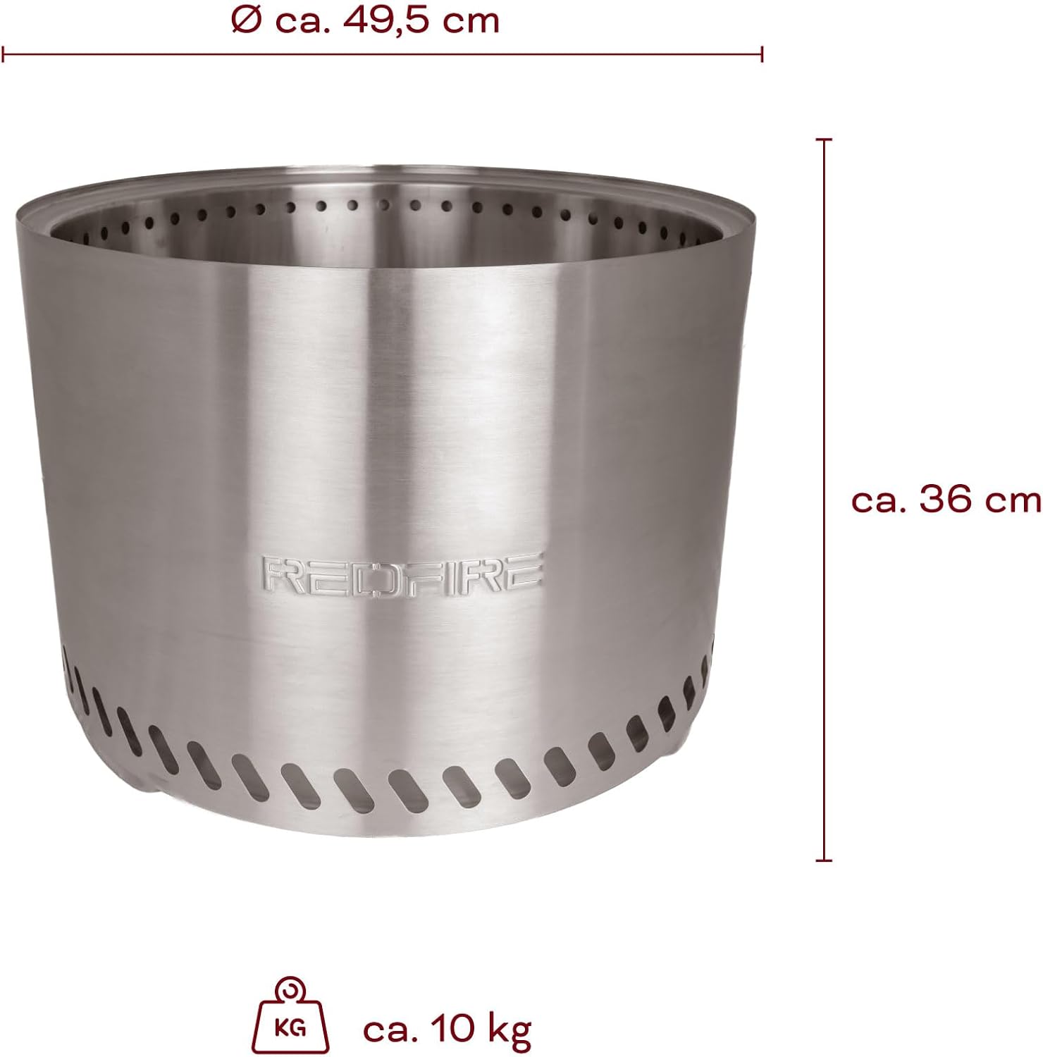 REDFIRE Feuerkorb Volcano Extra Large, Silber - XL Feuertonne Edelstahl für Holz und Pellets - raucharme Feuerschalen für den Garten, Terrassenofen, Asche-Auffangschale – Outdoor Deko, Gartendeko