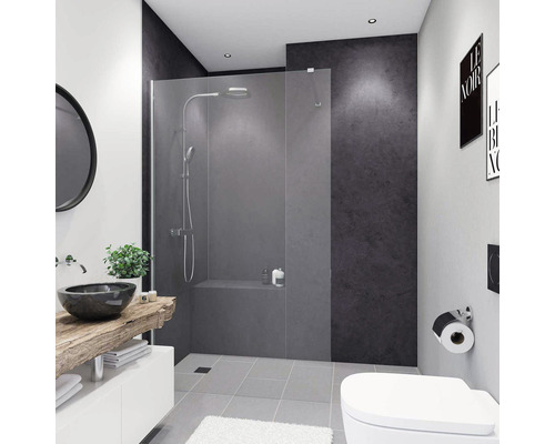 BREUER Soft-Touch douchewandpaneel, steendecor, antraciet, 100 x 210 cm