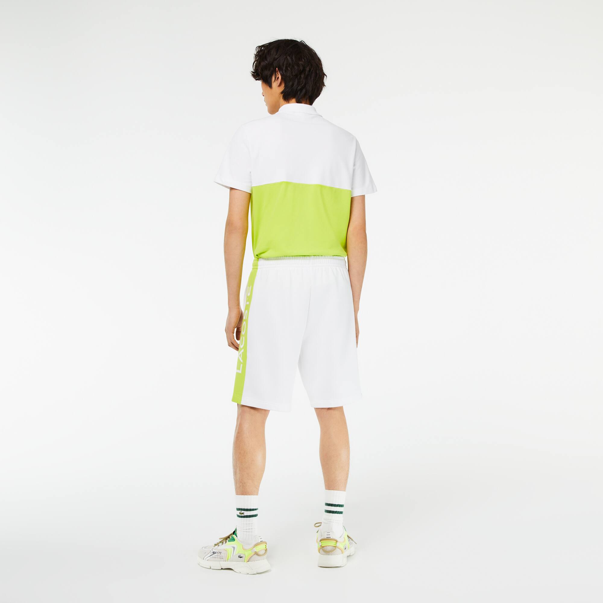 Short homme regular fit color-block en molleton de coton Shorts - Blanc - Lacoste - Homme