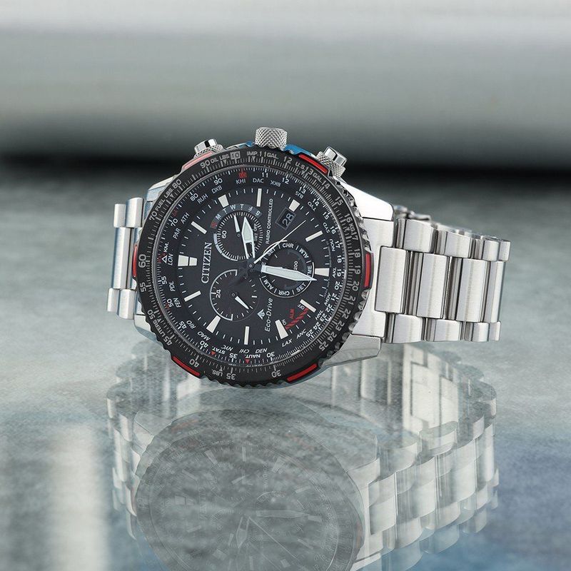 Citizen - Herenchronograaf - Zilver-Zwart-Rood - Roestvrij Staal
