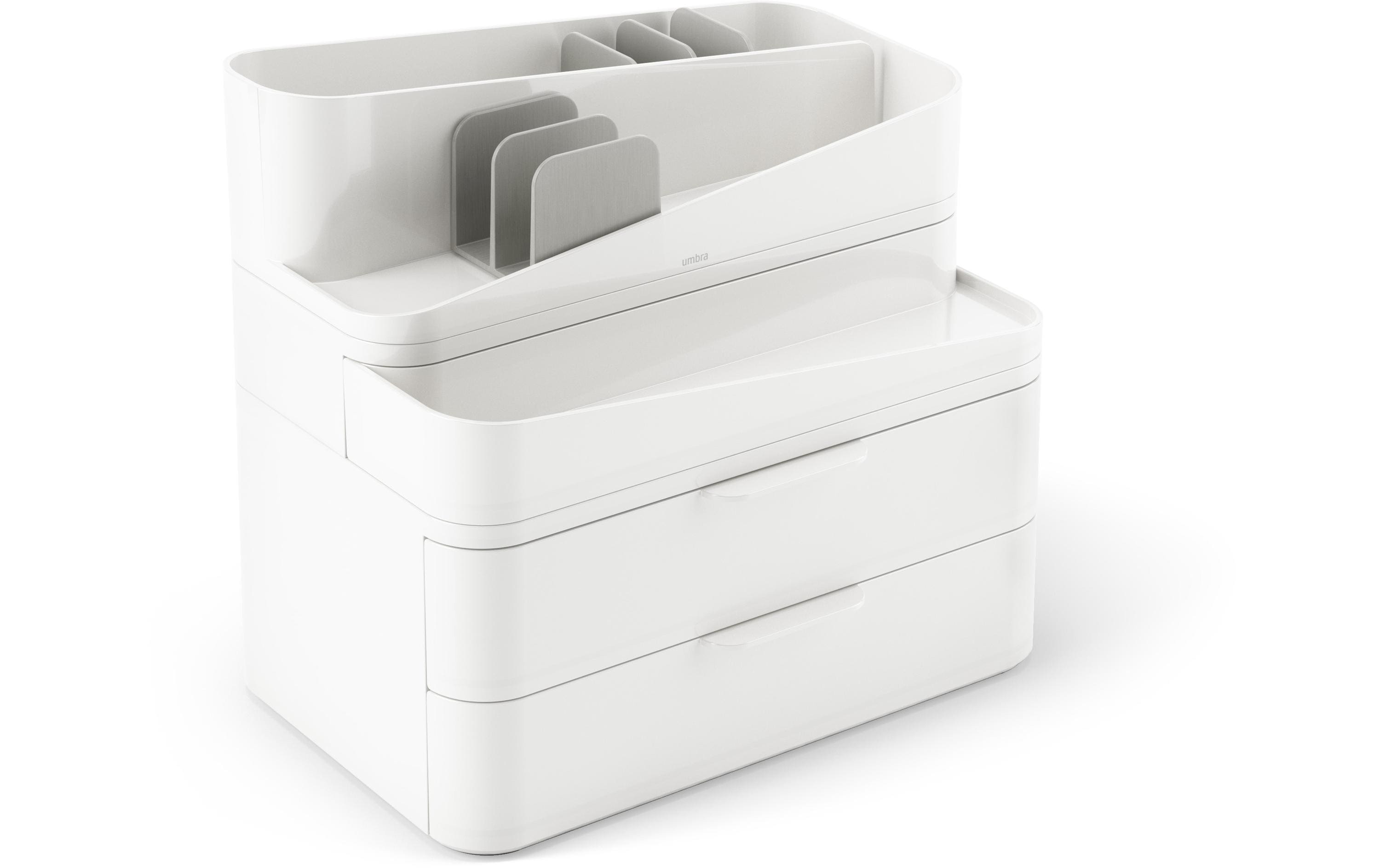 Bad-Utensilienhalter Glam Grau/Weiss, Recycled KunststoffMakeup-Organizer