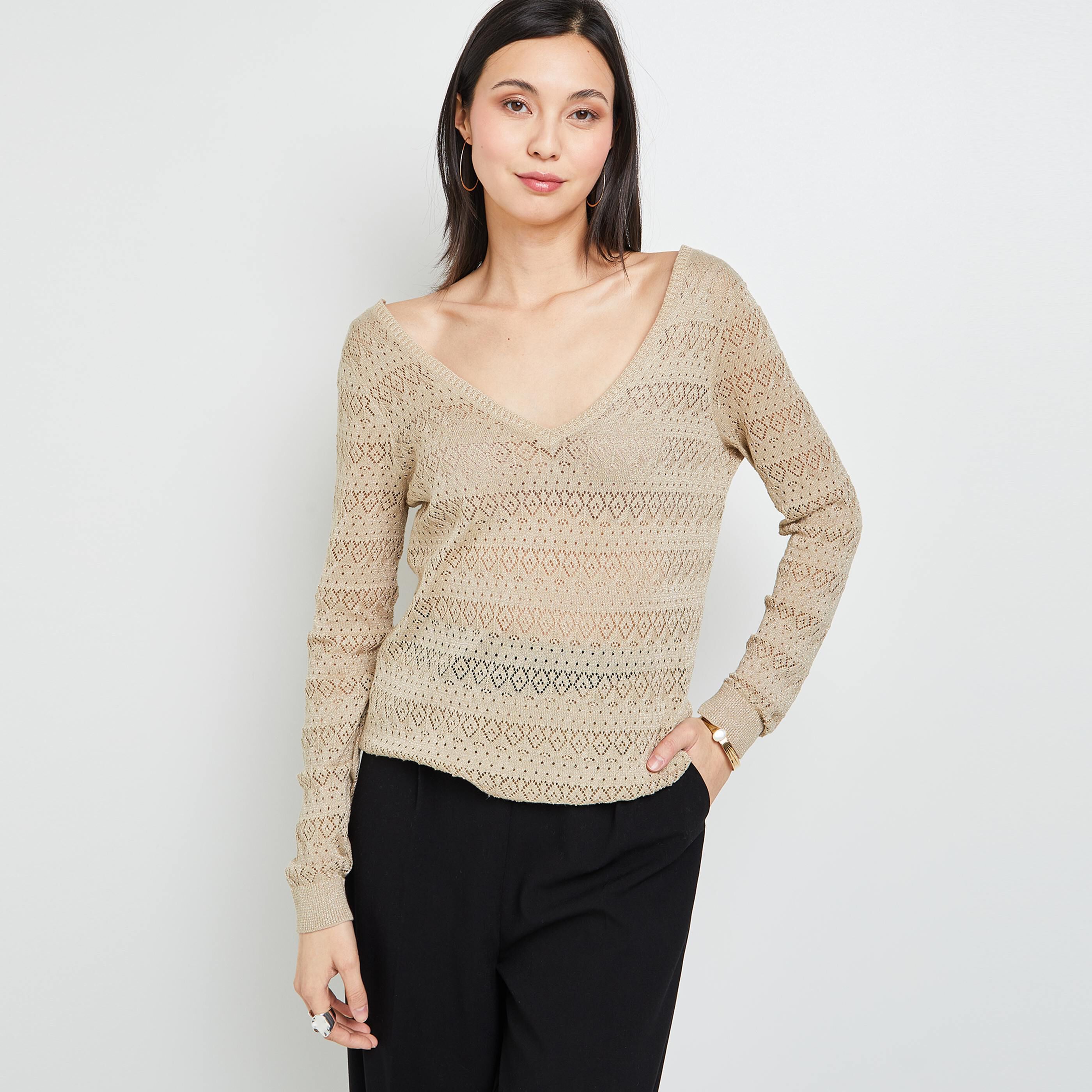 Pull ajouré femme - BEIGE
