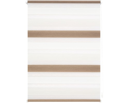 Lichtblick dubbel rolgordijn, zonder boren, crème-bruin-wit, 45x150 cm, inclusief klembeugels