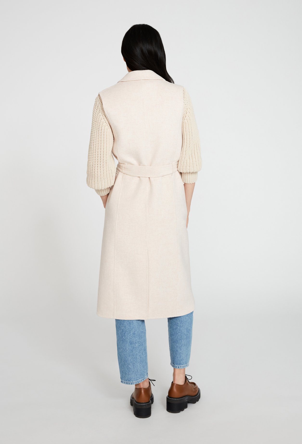 Manteau vanille laine sans manche