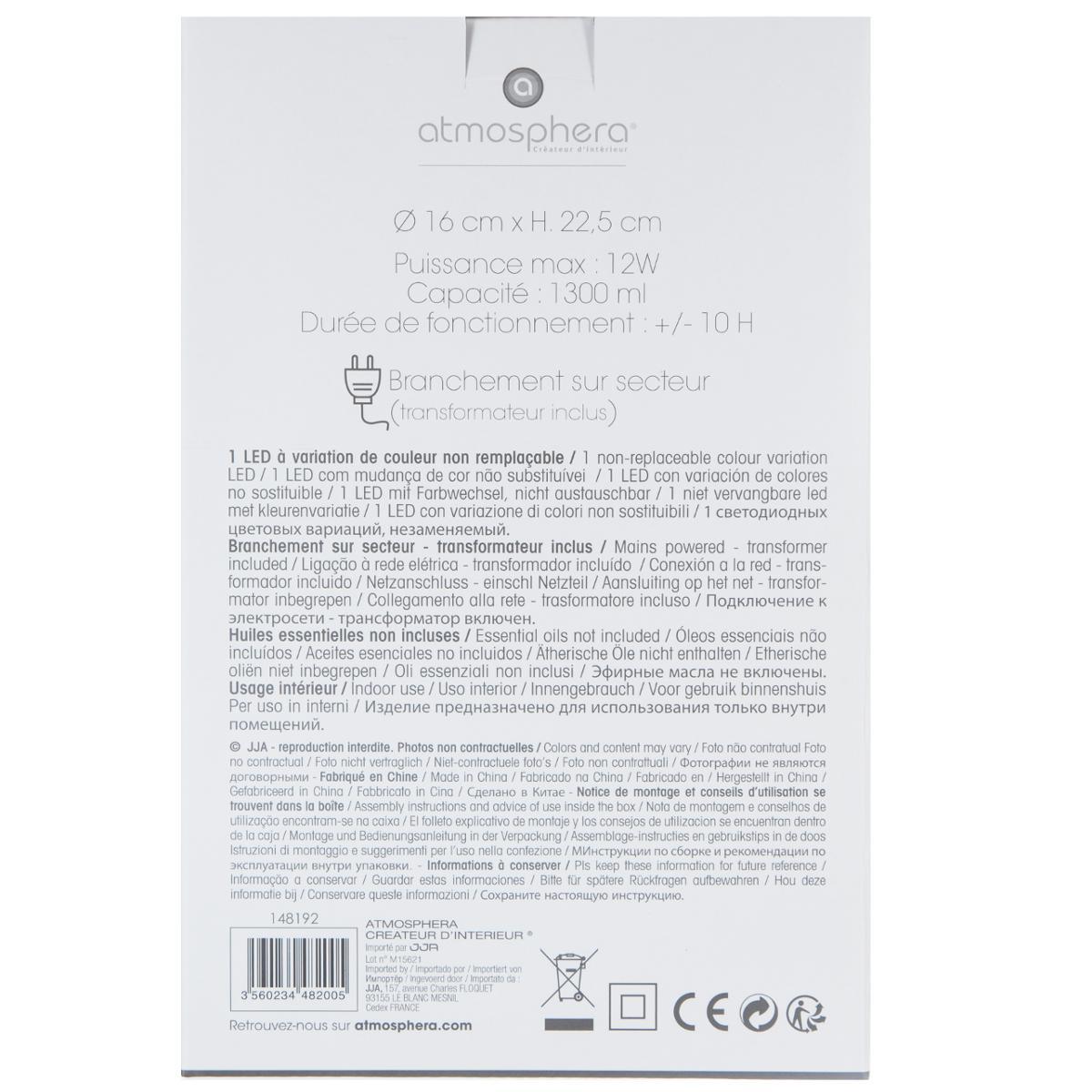 DIFFUSEUR HUILES ESSENTIELLES H22.5CM