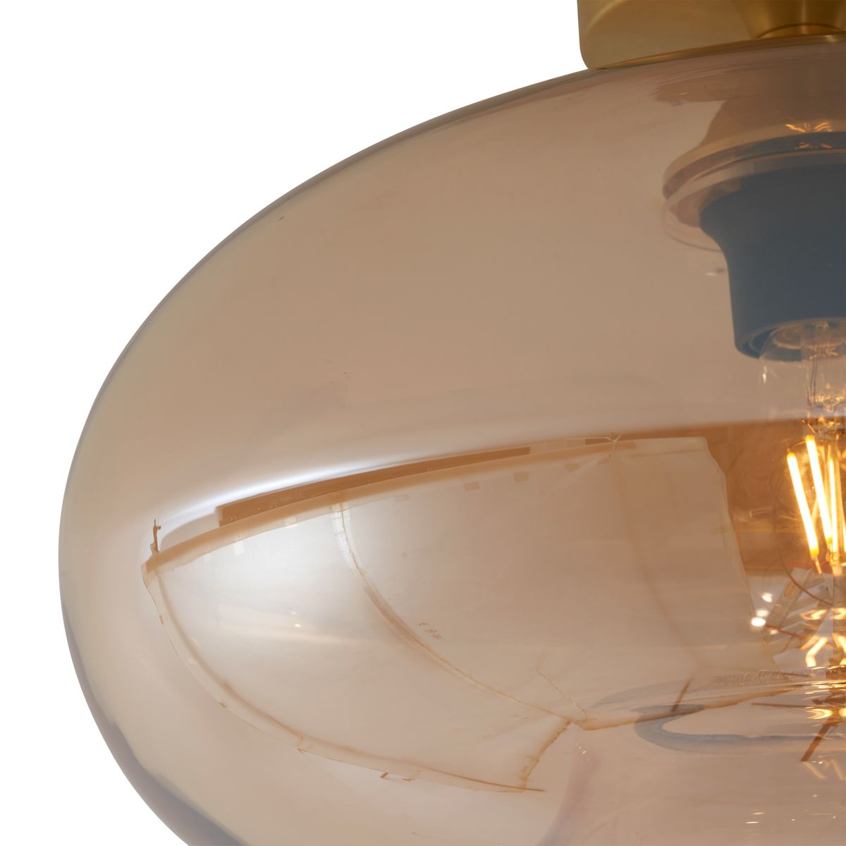 Art Deco plafondlamp messing met amber glas 40cm - Busa