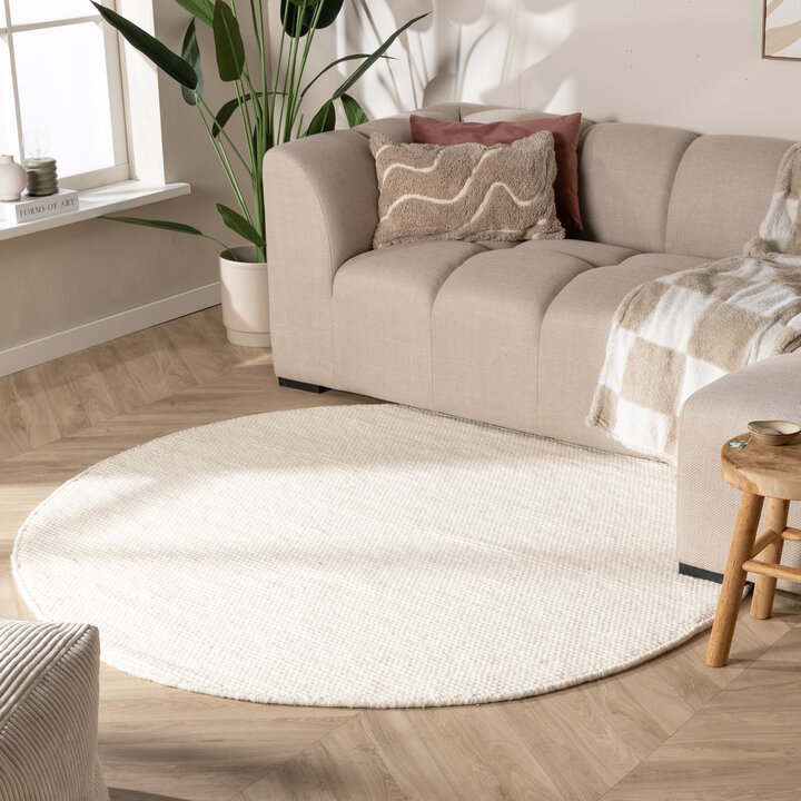 Rond wollen vloerkleed - Feline Wit | Isolerend en zacht