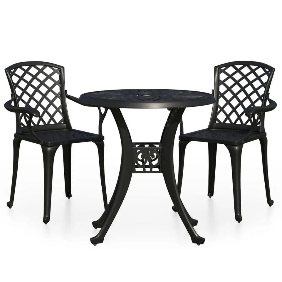 vidaXL - Bistroset - Zwart - Aluminium