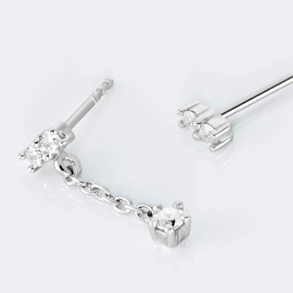 Boucles D'oreilles Dépareillées Argent Blanc Braden Oxyde De Zirconium