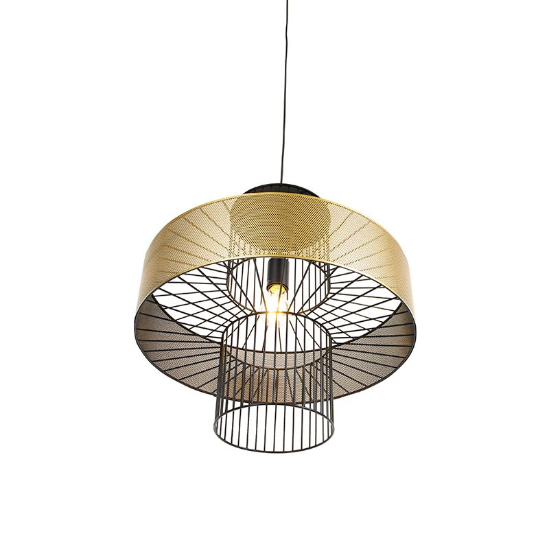 Design hanglamp goud met zwart 50 cm - Tess