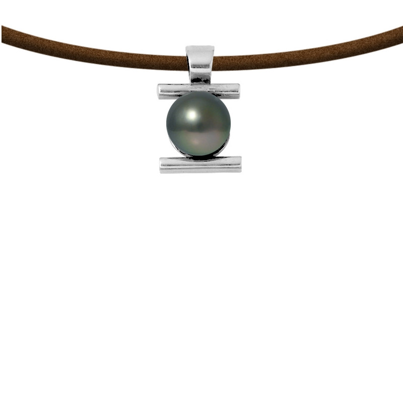 Collier Homme Tribal en Cuir, Perle de Tahiti et Argent Massif 925