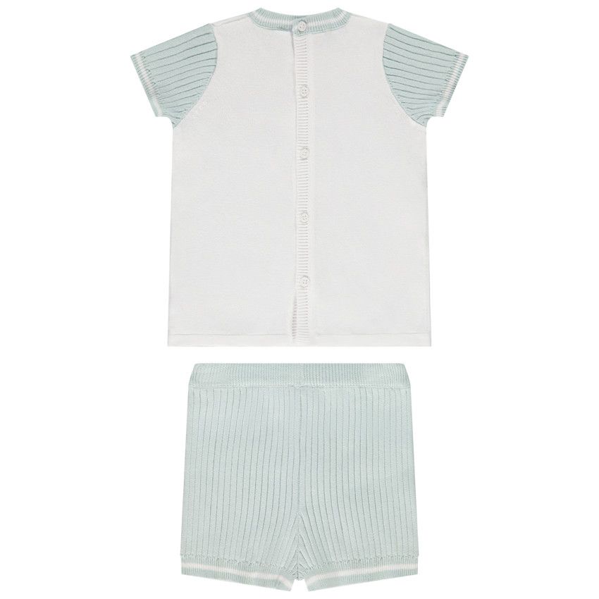 Ensemble t-shirt manches courtes + short ourson pour bébé garçon - Bleu