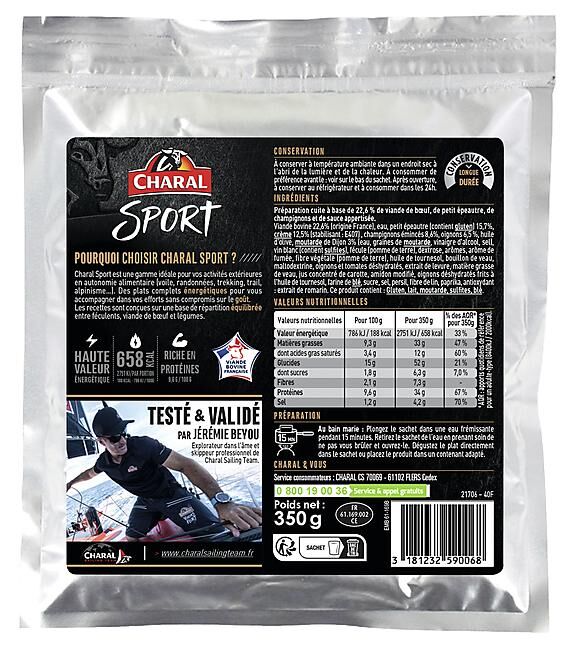 CHARAL SPORT - BOEUF STROGANOFF EPEAUTRE 350 G