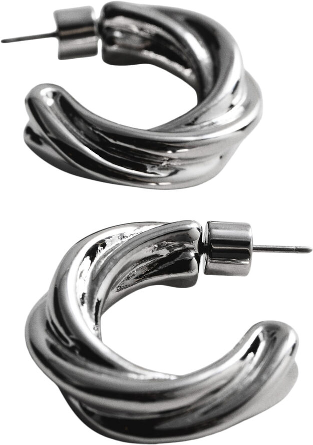 MANGO Intertwined hoop earrings Silver