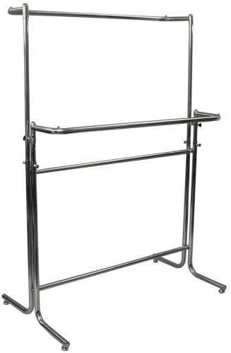 GERSO Doppelkleiderständer Profi Kleiderstange Metall verchromt höhenverstellbar 115–185 cm 120 cm Breite 100 kg Traglast werkzeuglose Montage stabil