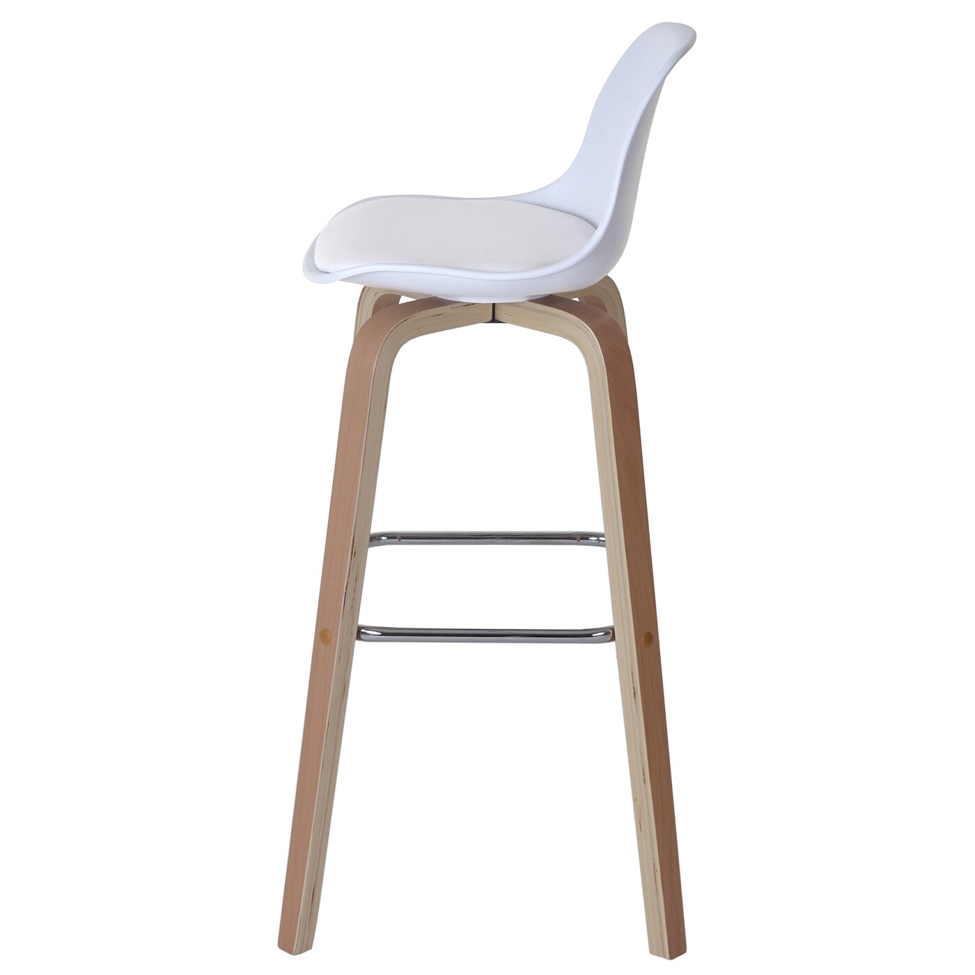 2er-Set Barhocker MCW-A89, Barstuhl Tresenhocker mit Lehne ~ Kunstleder, weiß