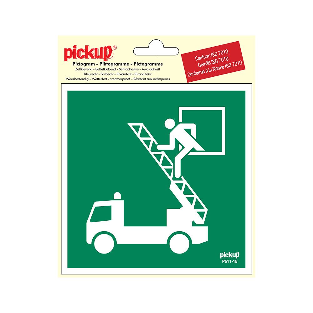 SKILTPICKUP PICTOGRAM NØDUTGANG 15 X 15 CM