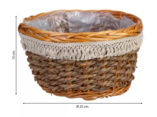 Panier rond en osier marron 25x25x15h cm