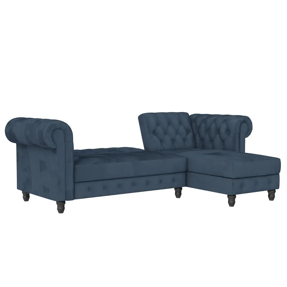 Felix - 3-zits slaapbank in blauw fluweel