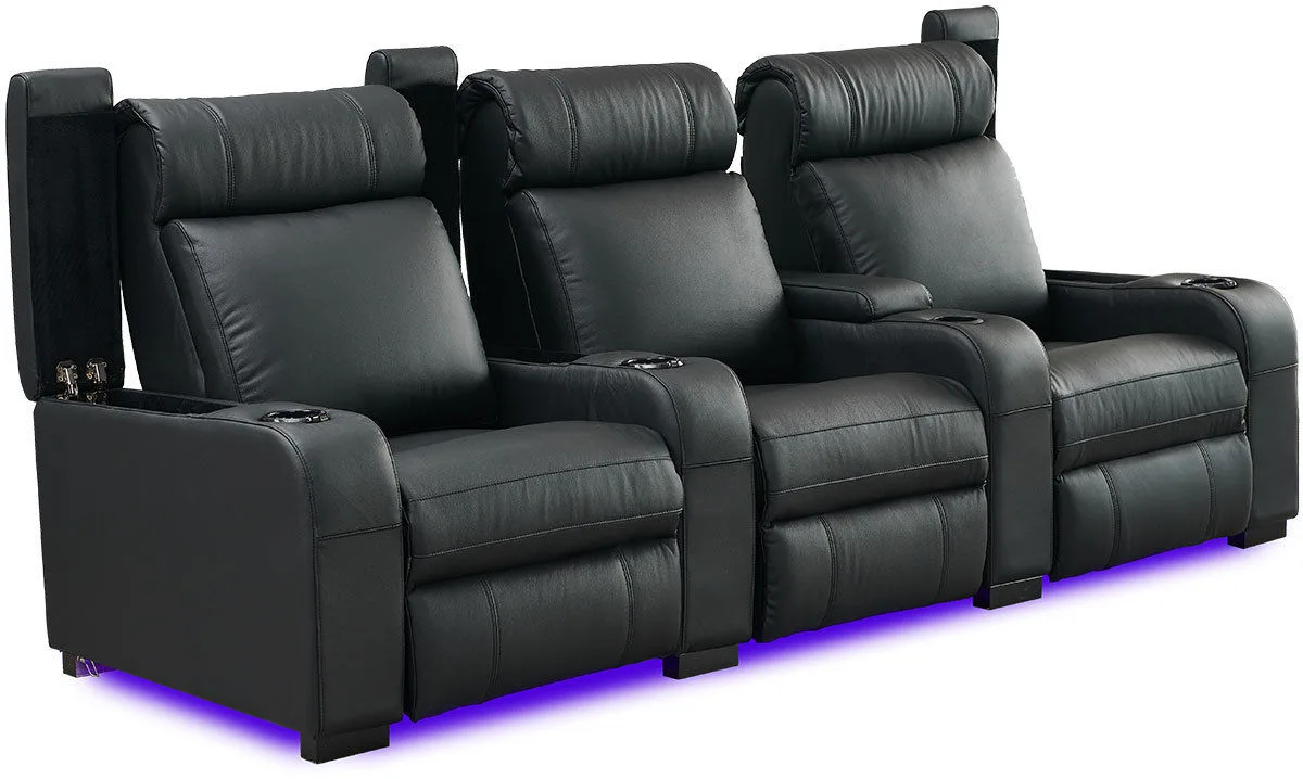 Lumene Hollywood Luxury III Noir (3 places, cuir synthétique) Fauteuils cinéma