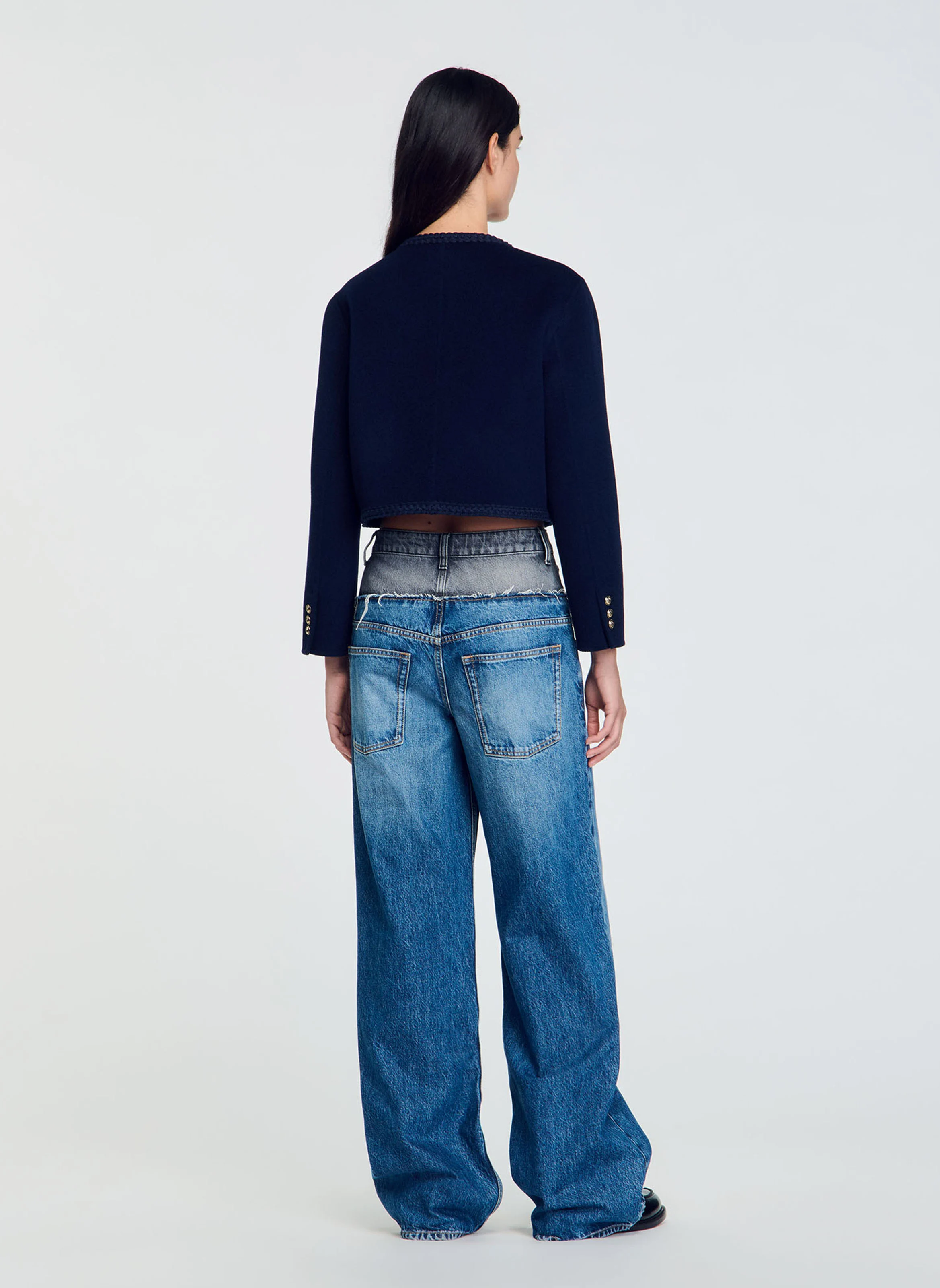 Veste courte en laine | Bleu