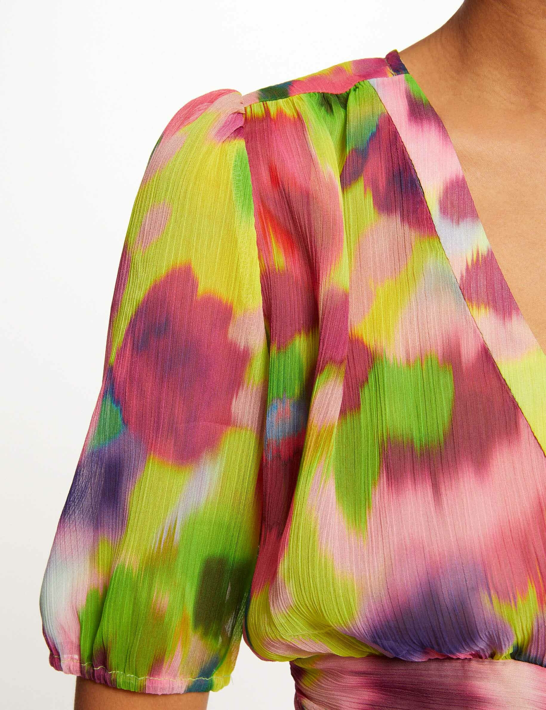 Blouse manches courtes imprimé abstrait multico femme - multico