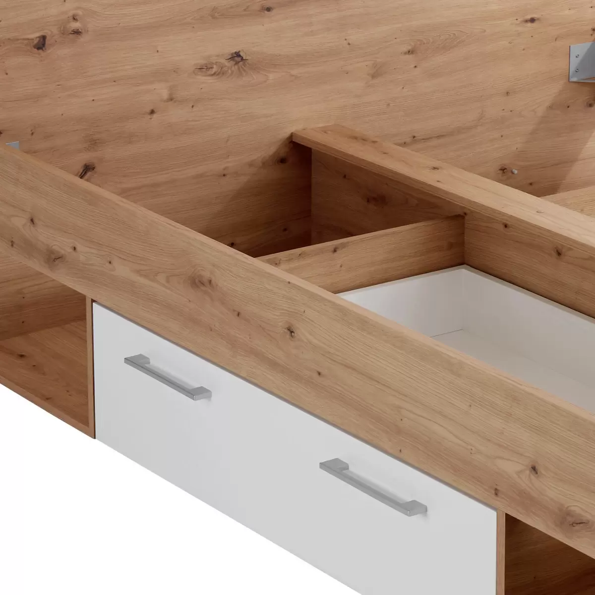 Bett Box 140 x 200 weiss,Eiche