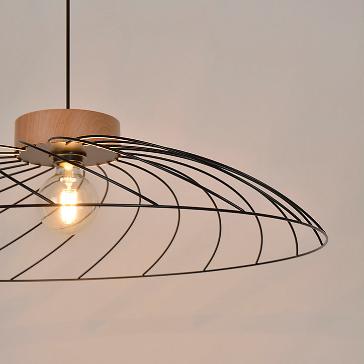 Suspension Kento E27 IP20 15W Ø.78 x H. 104 cm Corep noir et naturel