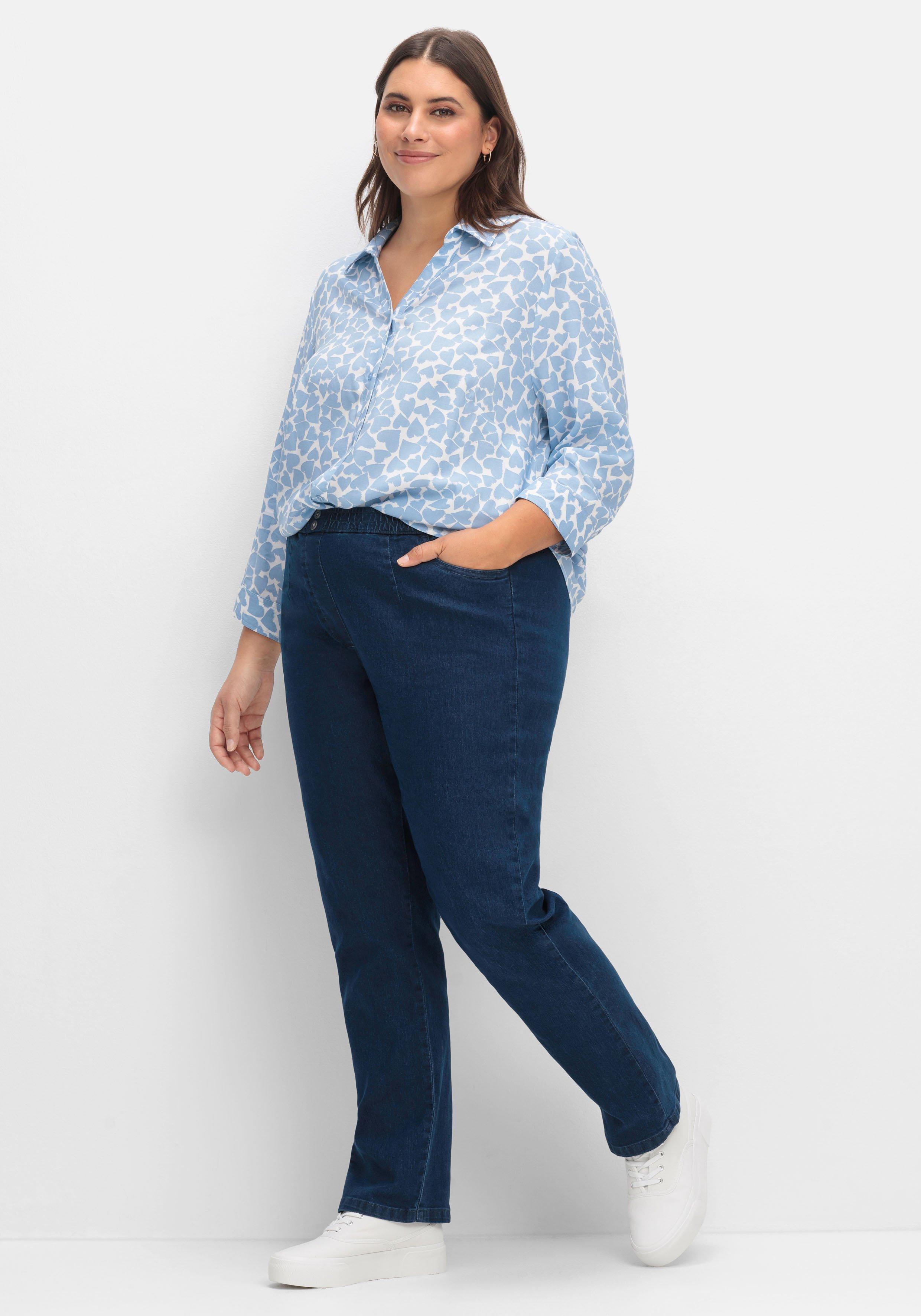 Bluse mit Herz-Alloverprint und 3/4-Ärmeln