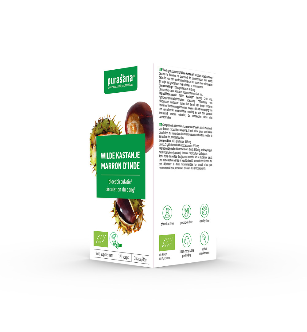 Purasana Wilde Kastanje/Marron D’Inde Vegan Bio (120 vega capsules)