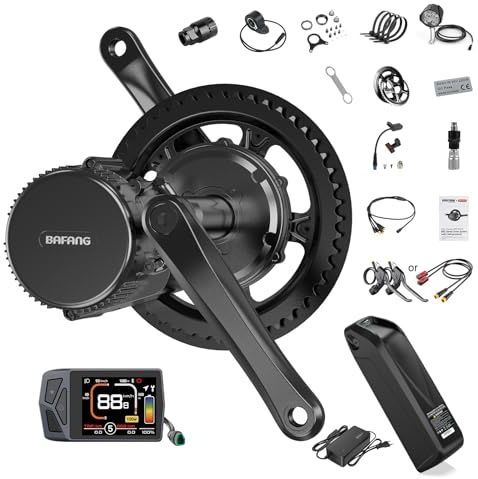 BAFANG Middenmotor 36V 250W BBS01B CAN-versie E-bike Conversie Kit met EKD01 Meertalig E-bike Display inclusief 36V 13Ah Batterij, voor Bergfiets met 68 mm Ondersteuning, Wegfiets, Stadsfiets