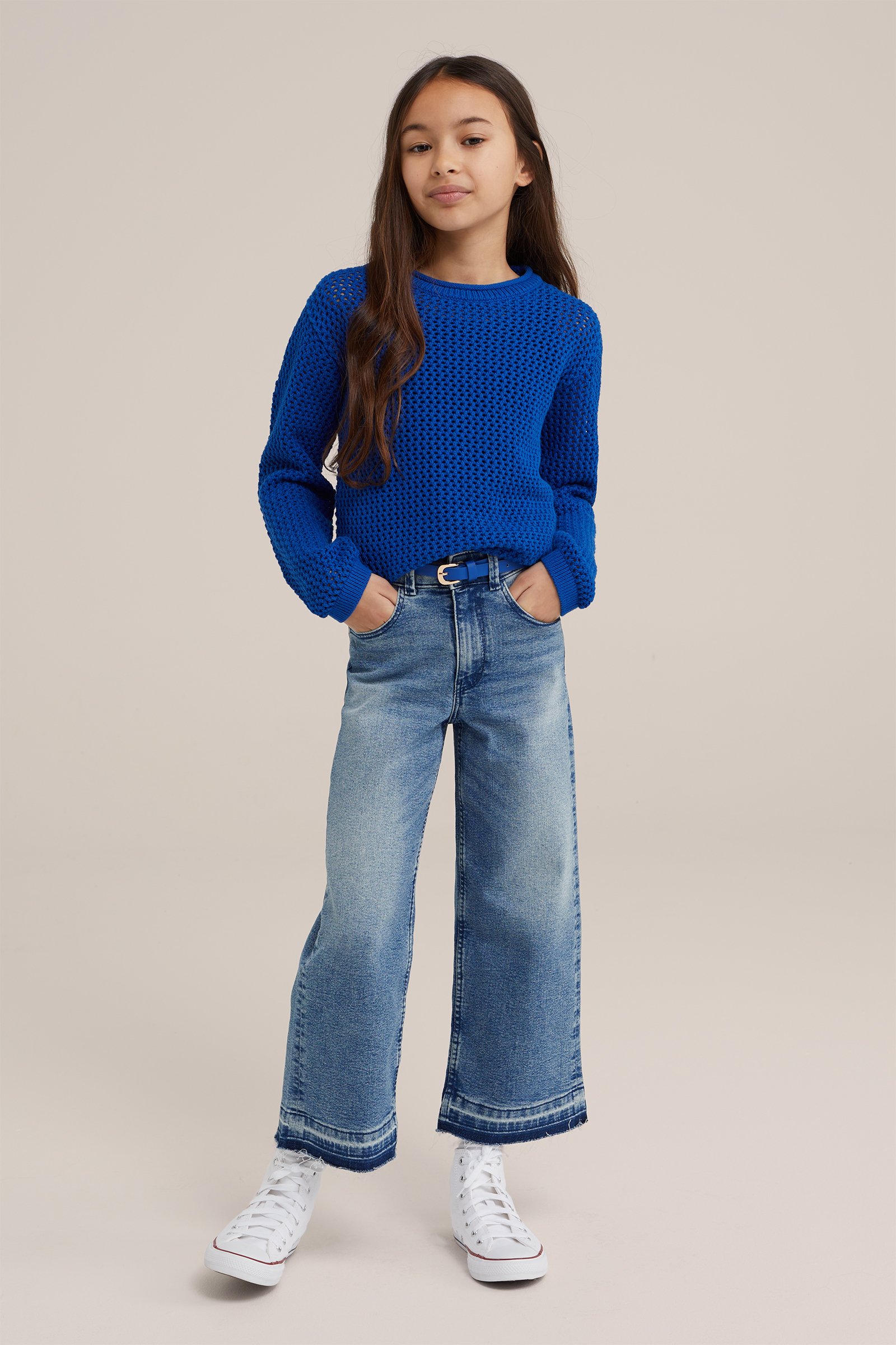 Meisjes wide leg jeans met stretch Blue Ridge Blauw