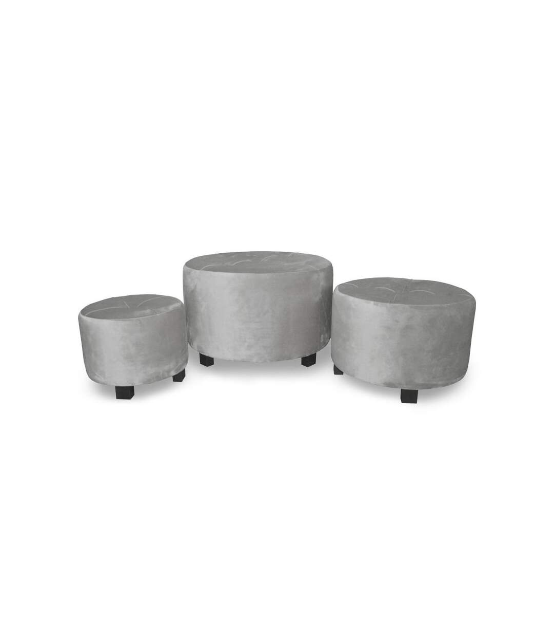 Paris Prix - Lot De 3 Poufs En Velours canaille 60cm Gris