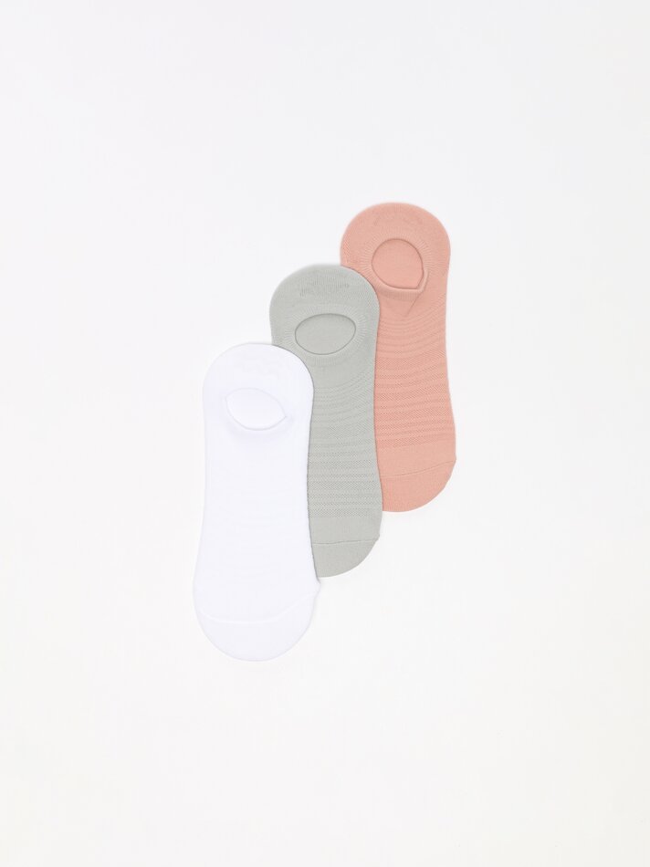 Pacote com 3 pares de meias esportivas invisíveis - Cores Variadas