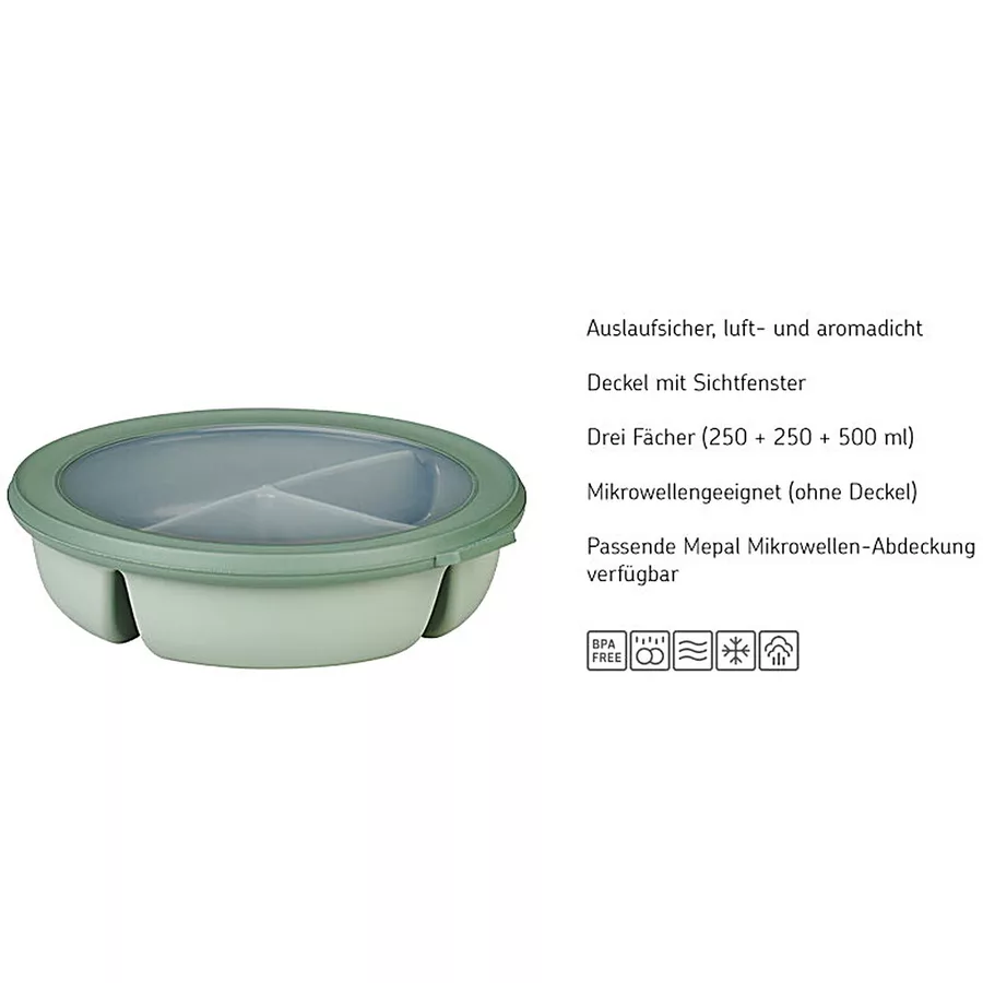 Mepal Bento Bowl Mulitschüssel Cirqula 250 + 250 + 500 ml hellblau