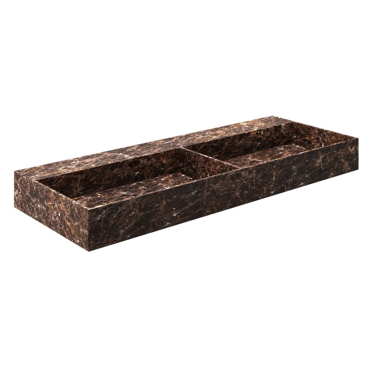 Fontana Dark Emperador badmeubel 120cm mat zwart met ribbelfront zonder kraangaten