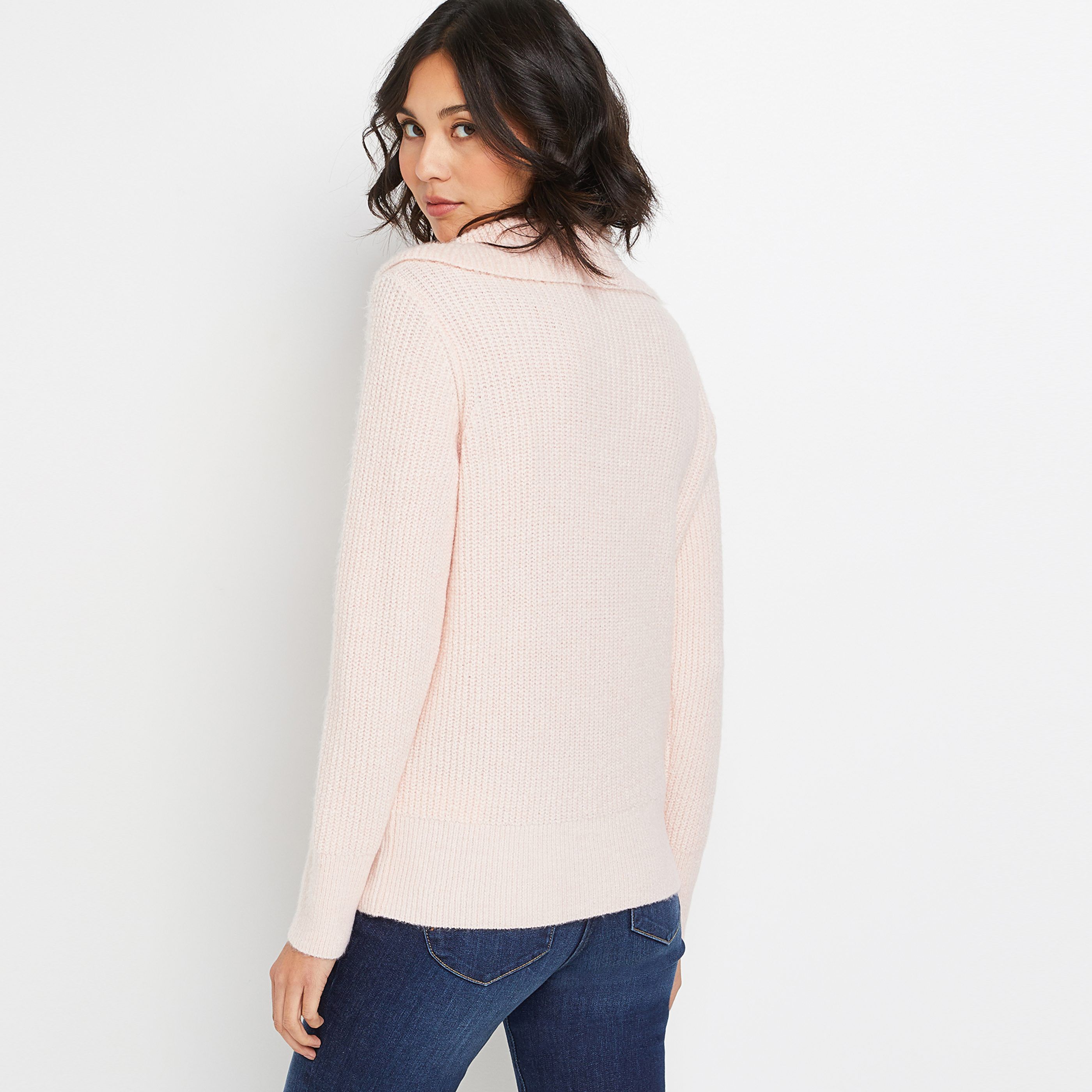 Pull col camionneur uni femme - ROSE