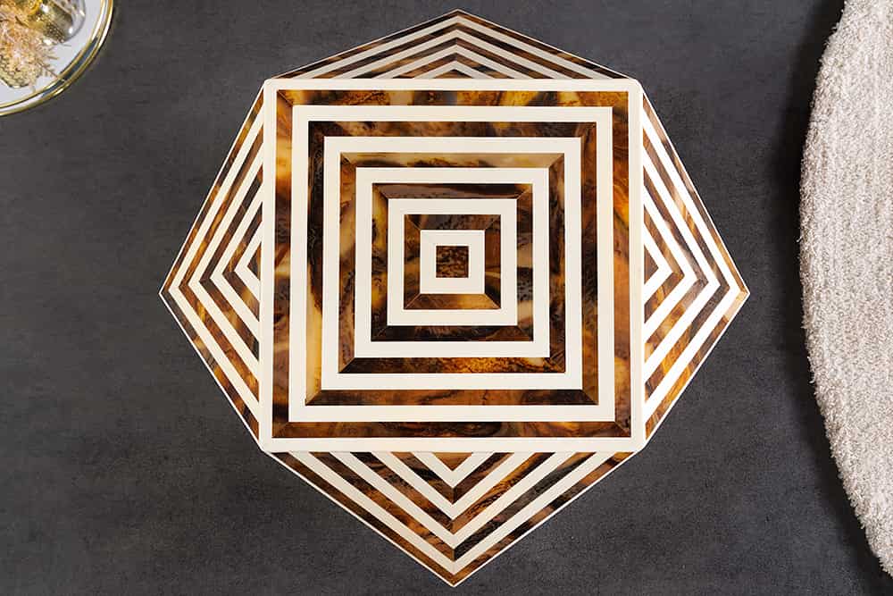 Beistelltisch HARMONY NATURE 60cm braun weiß Mosaik Kunsthandwerk