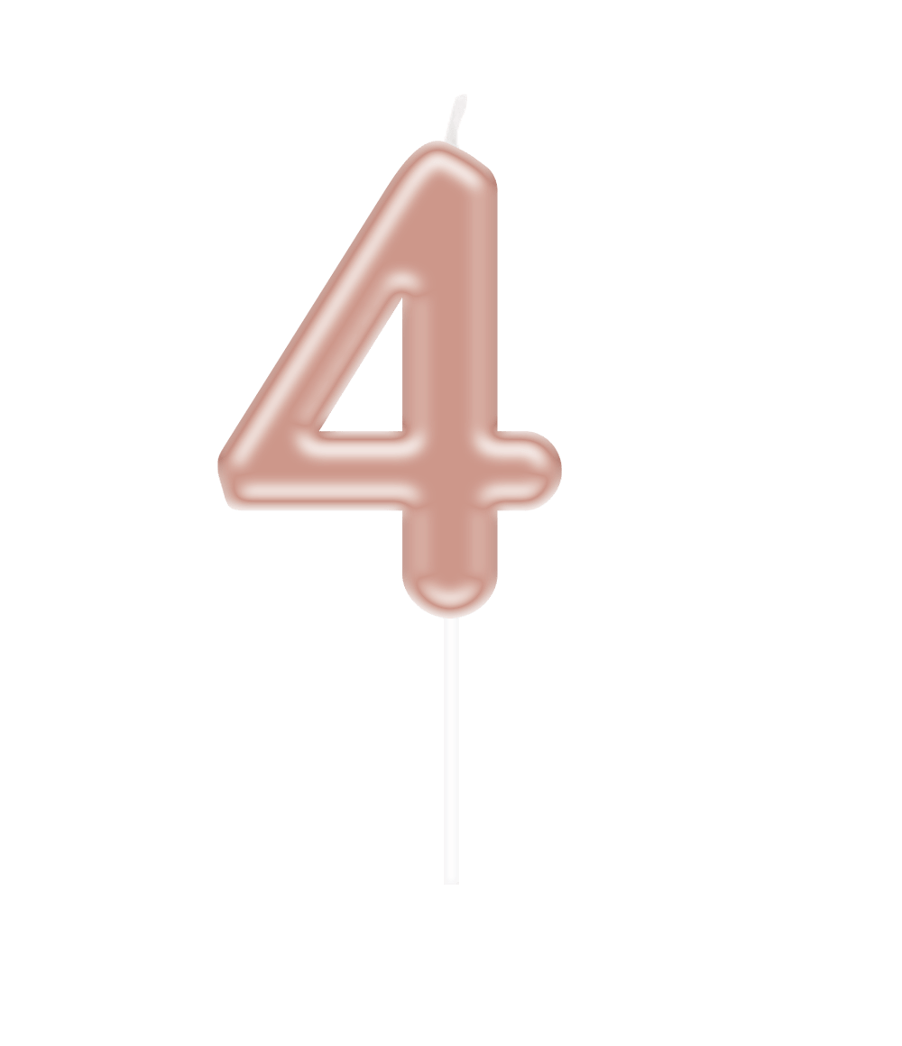 4 Jaar Kaars Rose Goud 10,5cm