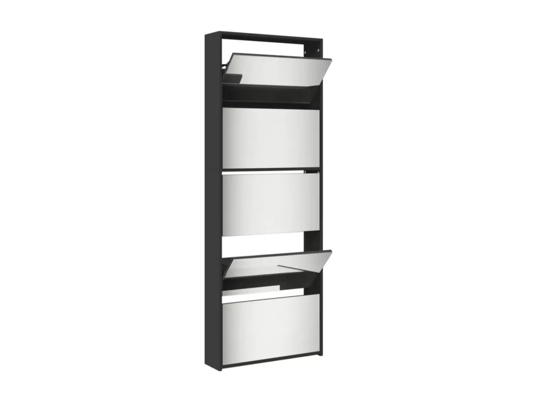 Meuble à chaussures 5 étagères et miroir 63x17x169,5 Chêne
