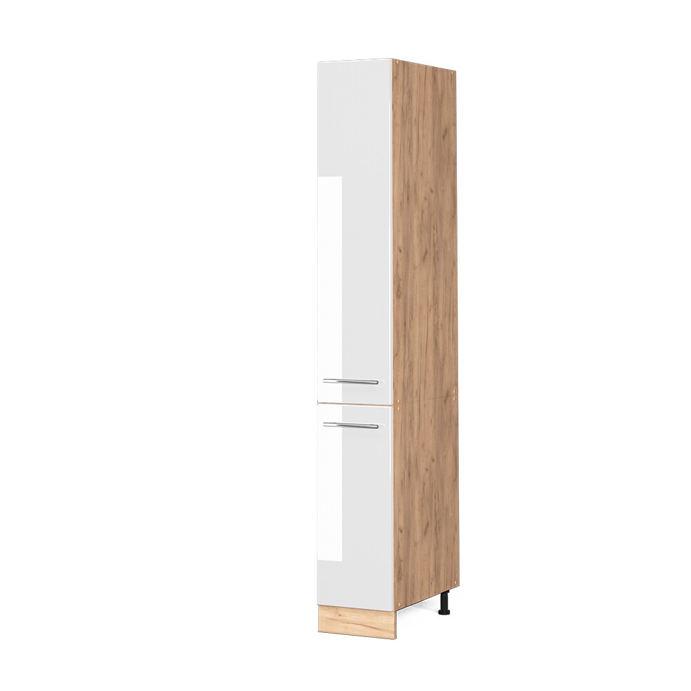 Vicco Apothekerhochschrank Küchenschrank Küchenmöbel Fame-Line Eiche Weiß modern 30 cm Küche Einbauküche Einschübe Aufbewahrung Küchenzeile Hochglanz