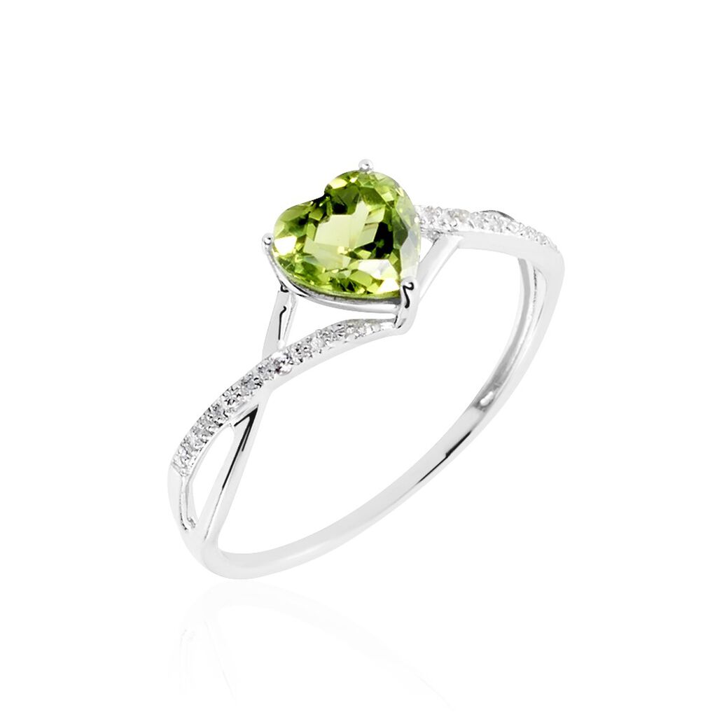 Bague Clothilde Or Blanc Peridot Et Oxyde