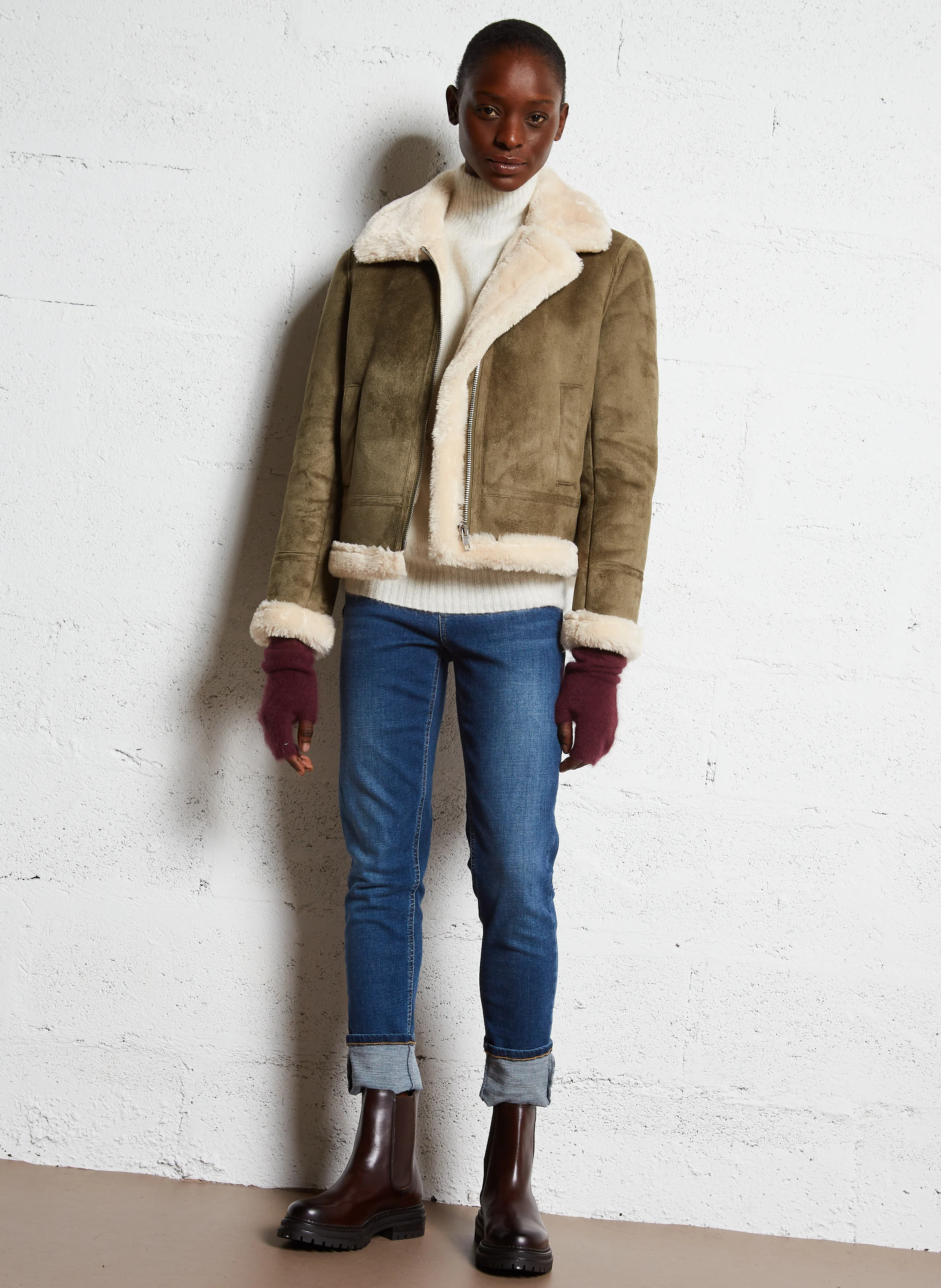 MALVINO - Manteau court col classique | Vert