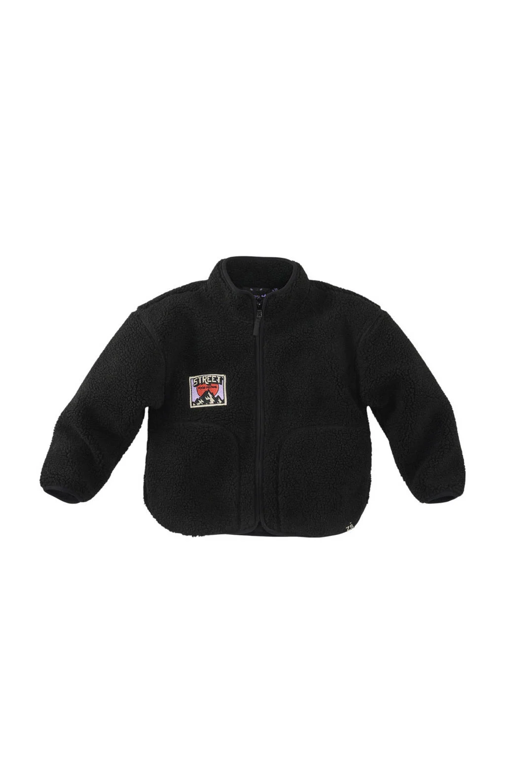Z8 kids teddy winterjas Kyzer met backprint donkerblauw