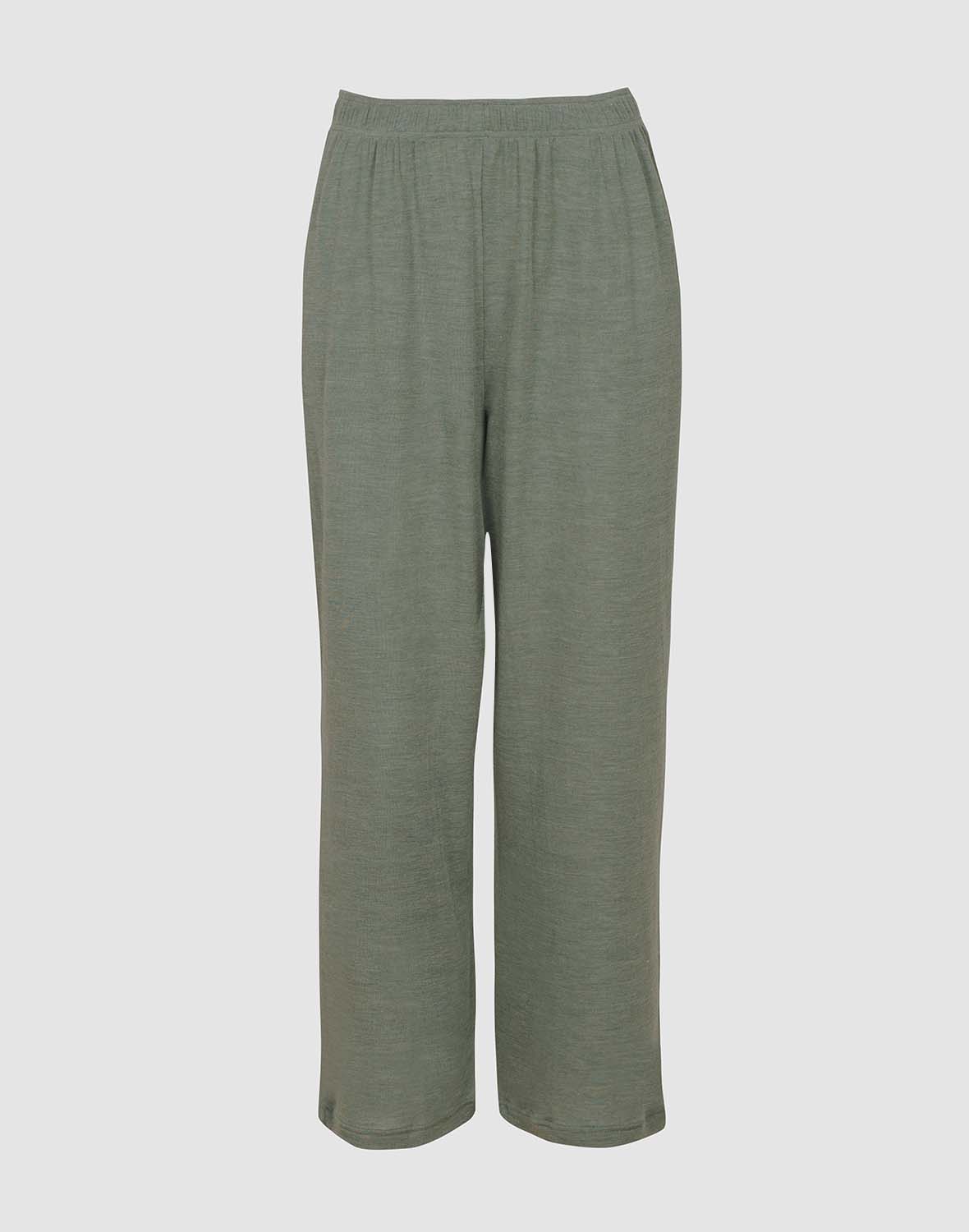 Broek met wijde pijpen van merinowol/zijde voor dames -
