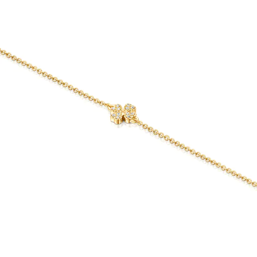 Pulseira TOUS Good Vibes Trevo de Ouro e Diamantes